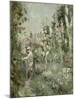 Young Boy in the Hollyhocks-Berthe Morisot-Mounted Giclee Print