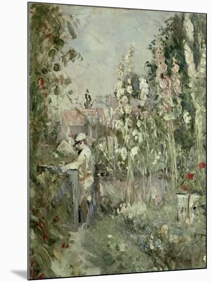 Young Boy in the Hollyhocks-Berthe Morisot-Mounted Giclee Print