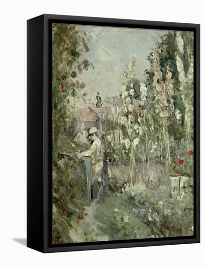 Young Boy in the Hollyhocks-Berthe Morisot-Framed Stretched Canvas