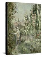 Young Boy in the Hollyhocks-Berthe Morisot-Stretched Canvas