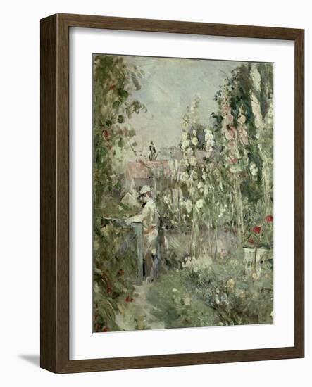 Young Boy in the Hollyhocks-Berthe Morisot-Framed Giclee Print