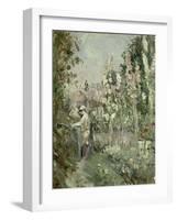 Young Boy in the Hollyhocks-Berthe Morisot-Framed Giclee Print