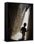 Young Boy in Tower of Castelo de Sao Jorge, Portgual-Merrill Images-Framed Stretched Canvas