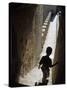 Young Boy in Tower of Castelo de Sao Jorge, Portgual-Merrill Images-Stretched Canvas