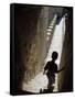 Young Boy in Tower of Castelo de Sao Jorge, Portgual-Merrill Images-Framed Stretched Canvas