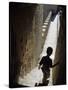 Young Boy in Tower of Castelo de Sao Jorge, Portgual-Merrill Images-Stretched Canvas