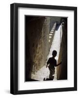 Young Boy in Tower of Castelo de Sao Jorge, Portgual-Merrill Images-Framed Photographic Print