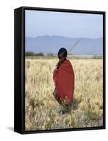 Young Boy of the Datoga Tribe Crosses the Plains East of Lake Manyara in Northern Tanzania-Nigel Pavitt-Framed Stretched Canvas