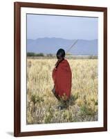 Young Boy of the Datoga Tribe Crosses the Plains East of Lake Manyara in Northern Tanzania-Nigel Pavitt-Framed Photographic Print