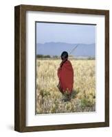 Young Boy of the Datoga Tribe Crosses the Plains East of Lake Manyara in Northern Tanzania-Nigel Pavitt-Framed Photographic Print