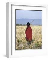 Young Boy of the Datoga Tribe Crosses the Plains East of Lake Manyara in Northern Tanzania-Nigel Pavitt-Framed Photographic Print