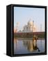 Young Boy on Camel, Taj Mahal Temple Burial Site at Sunset, Agra, India-Bill Bachmann-Framed Stretched Canvas