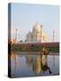 Young Boy on Camel, Taj Mahal Temple Burial Site at Sunset, Agra, India-Bill Bachmann-Stretched Canvas