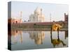 Young Boy on Camel, Taj Mahal Temple Burial Site at Sunset, Agra, India-Bill Bachmann-Stretched Canvas