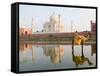 Young Boy on Camel, Taj Mahal Temple Burial Site at Sunset, Agra, India-Bill Bachmann-Framed Stretched Canvas