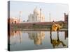 Young Boy on Camel, Taj Mahal Temple Burial Site at Sunset, Agra, India-Bill Bachmann-Stretched Canvas