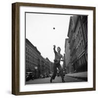 Young Boy Pitching Ball on a City Street-Cornell Capa-Framed Photographic Print