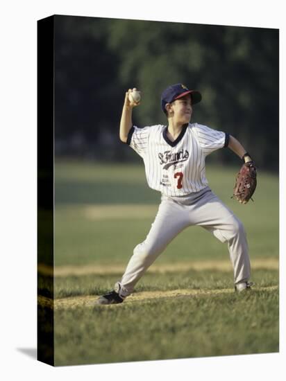 Young Boy Pitching During a Little League Baseball Games-null-Stretched Canvas