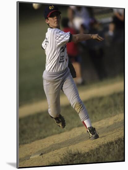 Young Boy Pitching During a Little League Baseball Games-null-Mounted Photographic Print