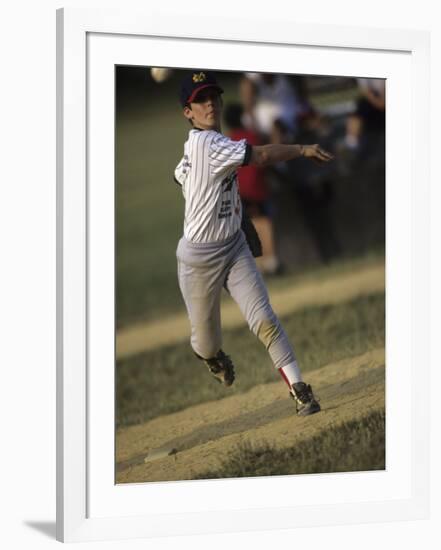 Young Boy Pitching During a Little League Baseball Games-null-Framed Photographic Print