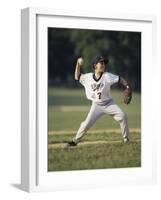 Young Boy Pitching During a Little League Baseball Games-null-Framed Photographic Print