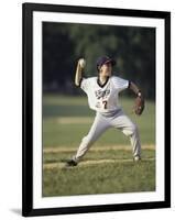 Young Boy Pitching During a Little League Baseball Games-null-Framed Photographic Print