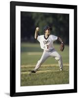 Young Boy Pitching During a Little League Baseball Games-null-Framed Photographic Print