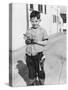 Young Boy Plays Cowboy in a California Alley, Ca. 1952-null-Stretched Canvas