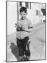 Young Boy Plays Cowboy in a California Alley, Ca. 1952-null-Mounted Photographic Print