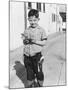 Young Boy Plays Cowboy in a California Alley, Ca. 1952-null-Mounted Photographic Print