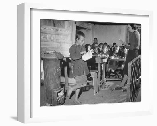 Young Boy Reading Allowed to the Class-null-Framed Photographic Print