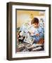 Young Boy Reading Story Books-null-Framed Giclee Print