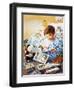 Young Boy Reading Story Books-null-Framed Giclee Print