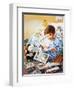 Young Boy Reading Story Books-null-Framed Giclee Print