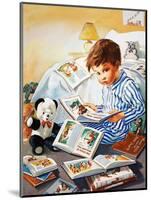 Young Boy Reading Story Books-null-Mounted Giclee Print