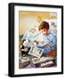 Young Boy Reading Story Books-null-Framed Giclee Print