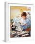 Young Boy Reading Story Books-null-Framed Giclee Print