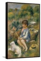 Young Boy with His Dog by a Brook, 1890-Pierre-Auguste Renoir-Framed Stretched Canvas