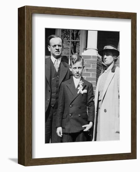 Young Boy with His Stern Looking Parents, Ca. 1935-null-Framed Photographic Print