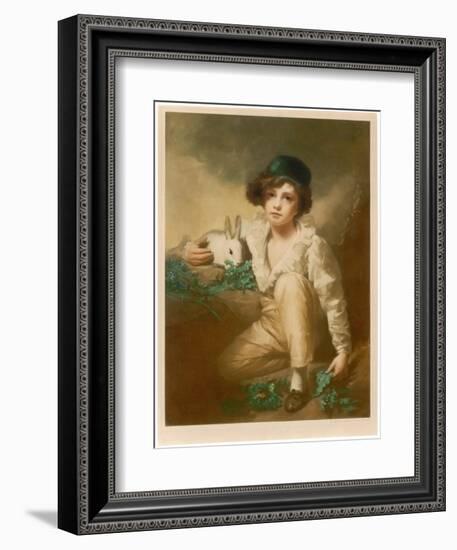 Young Boy with Rabbit-null-Framed Art Print