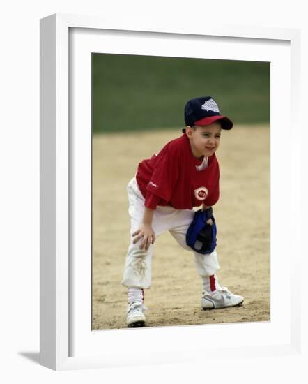 Young Boyat Short Stop During a Tee Ball Game-null-Framed Photographic Print