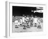 Young Boys and Girls on the Baseball Field Photograph-Lantern Press-Framed Art Print