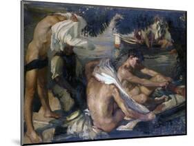 Young Boys Bathing on the River Beach-Armando Spadini-Mounted Art Print