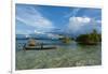 Young Boys Fishing in the Marovo Lagoon before Dramatic Clouds, Solomon Islands, South Pacific-Michael Runkel-Framed Photographic Print