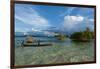 Young Boys Fishing in the Marovo Lagoon before Dramatic Clouds, Solomon Islands, South Pacific-Michael Runkel-Framed Photographic Print