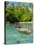 Young Boys Fishing in the Marovo Lagoon, Solomon Islands, Pacific-Michael Runkel-Stretched Canvas