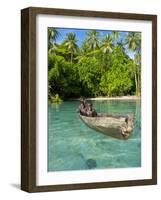 Young Boys Fishing in the Marovo Lagoon, Solomon Islands, Pacific-Michael Runkel-Framed Photographic Print