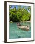 Young Boys Fishing in the Marovo Lagoon, Solomon Islands, Pacific-Michael Runkel-Framed Photographic Print