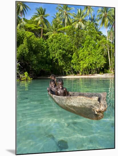 Young Boys Fishing in the Marovo Lagoon, Solomon Islands, Pacific-Michael Runkel-Mounted Photographic Print