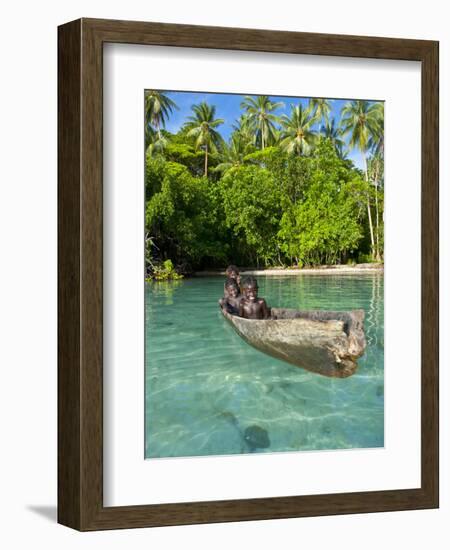 Young Boys Fishing in the Marovo Lagoon, Solomon Islands, Pacific-Michael Runkel-Framed Photographic Print